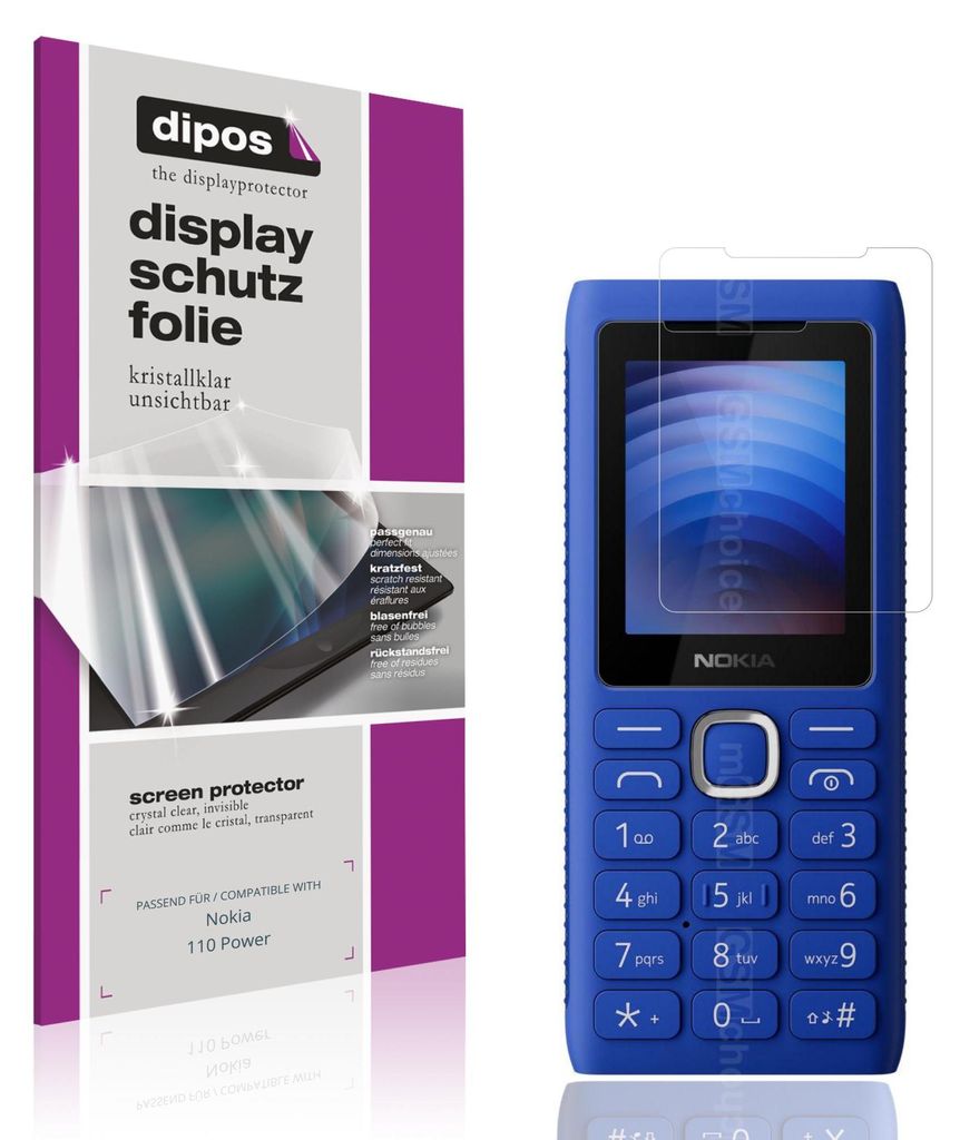 4x Schutzfolie für Nokia 110 Power klar Displayschutzfolie Folie Display Schutz dipos