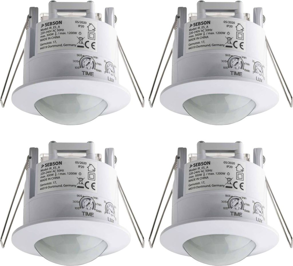 4x Bewegungssensor Unterputz 360° Einbau Deckenmontage Infrarot Sensor SEBSON