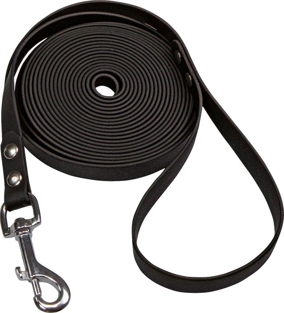 Schecker schwarze Biothane® Schleppleine mit Handschlaufe Produktbild 