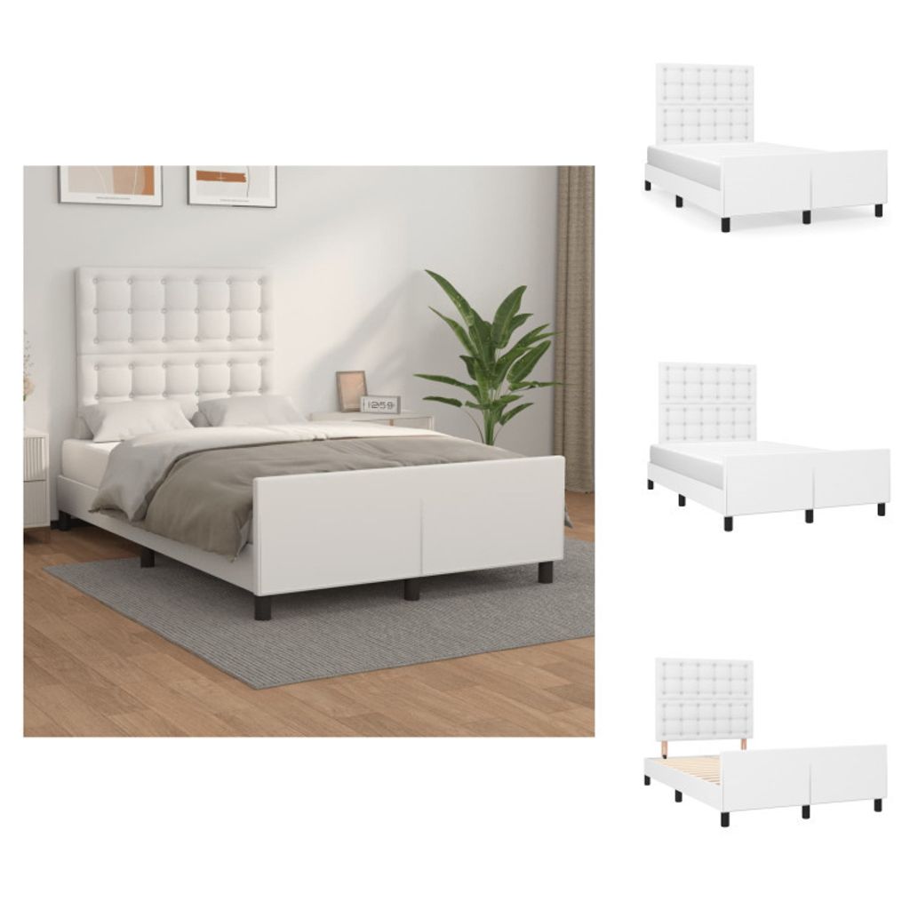 vidaXL Bettgestell mit Kopfteil Weiß 120x200 cm Kunstleder - Betten & Bettgestelle