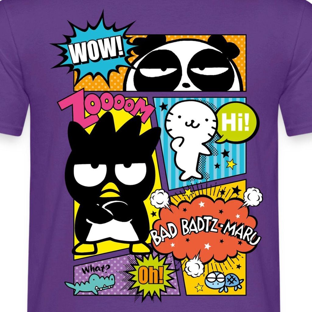 Spreadshirt Bad Badtz-Maru Mit Freunden Im Comic Stil Männer T-Shirt, L, Lila