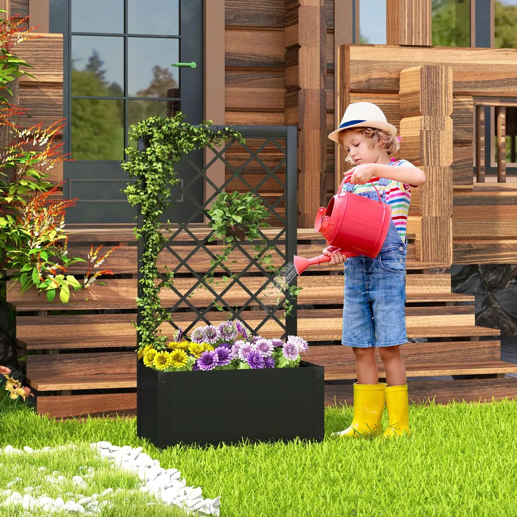 Jardinière avec treillis pour plantes grimpantes : solution brise-vue - 2