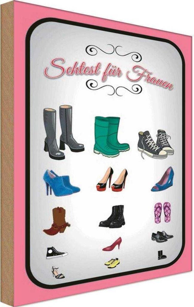vianmo Holzschild 30x20 cm Schuhe Arten Sehtest für Frauen Spruch Zitat