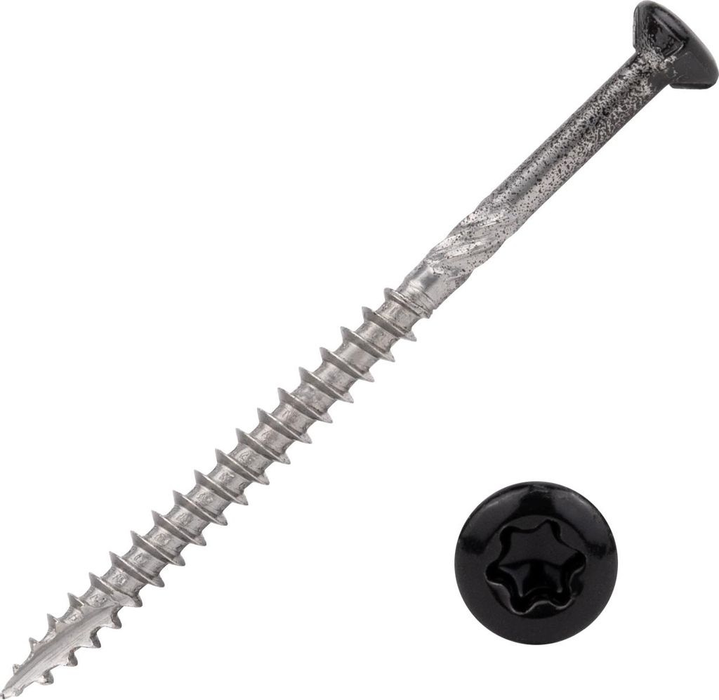Schrauben für keilstülpschalung Schwarz Edelstahl 410 4 x 60 mm Torx 20 Teilgewinde - Schachtel 200 Stück