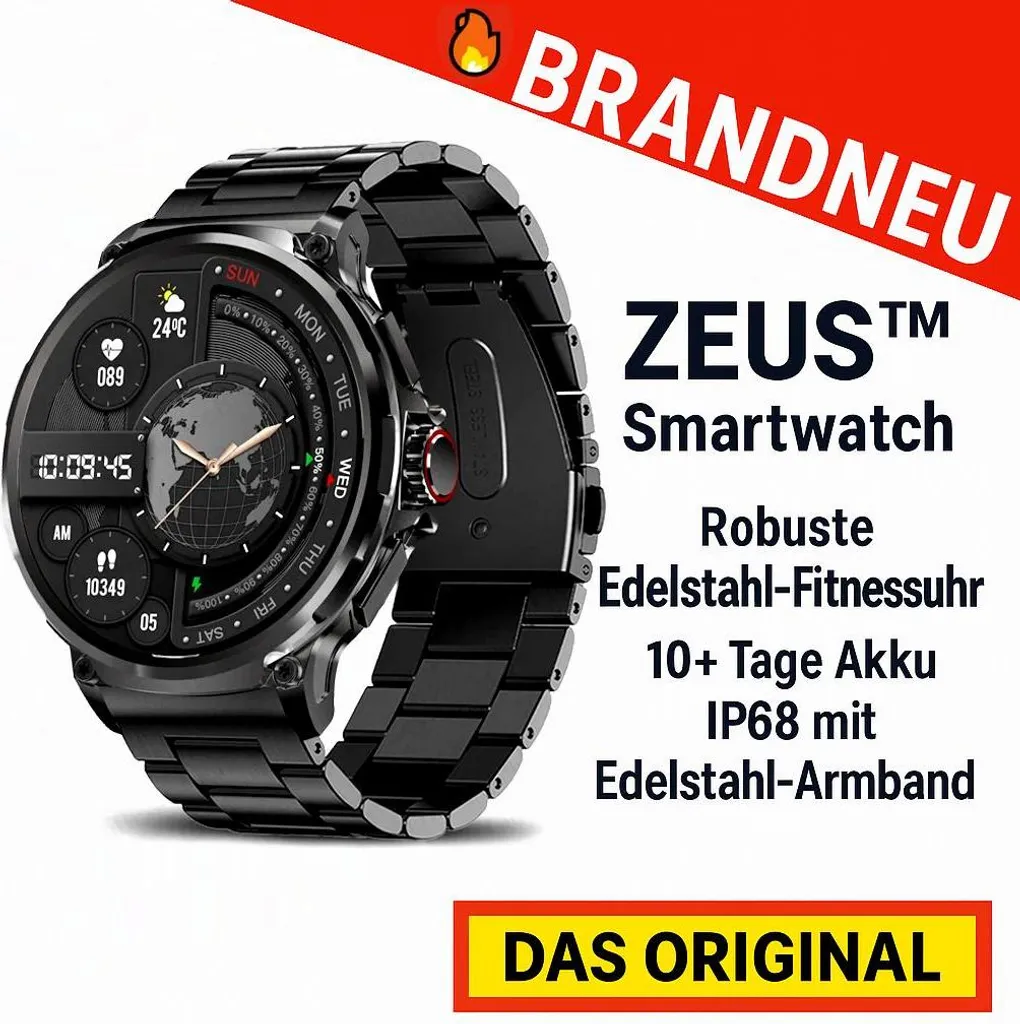 Montre Connectée Sport en Acier avec Bracelet Noir et Grande Autonomie