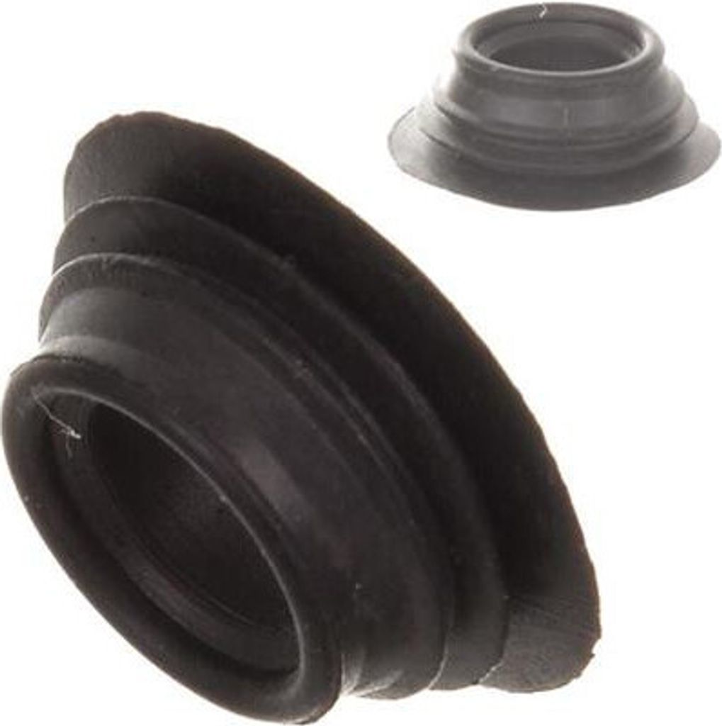 Two black rubber seals are shown against a white background. One seal is in the foreground, angled towards the viewer, and the other is in the background, smaller and viewed from above.
