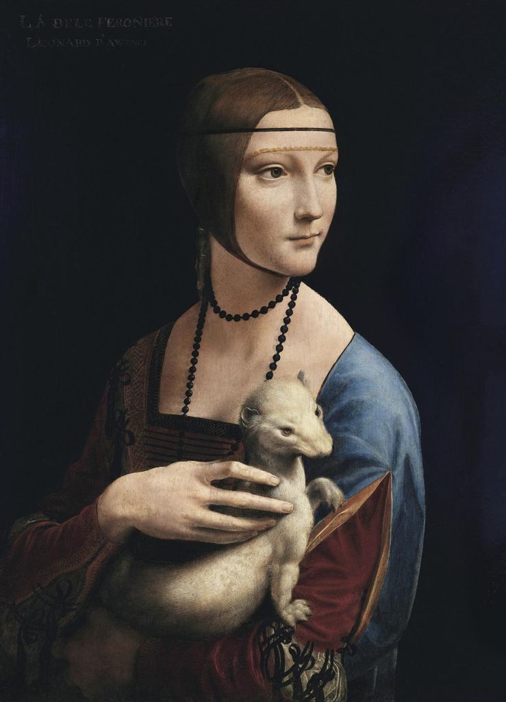 Plakat 13x18cm Dame mit Frettchen, Da Vinci Vintage für das Wohnzimmer