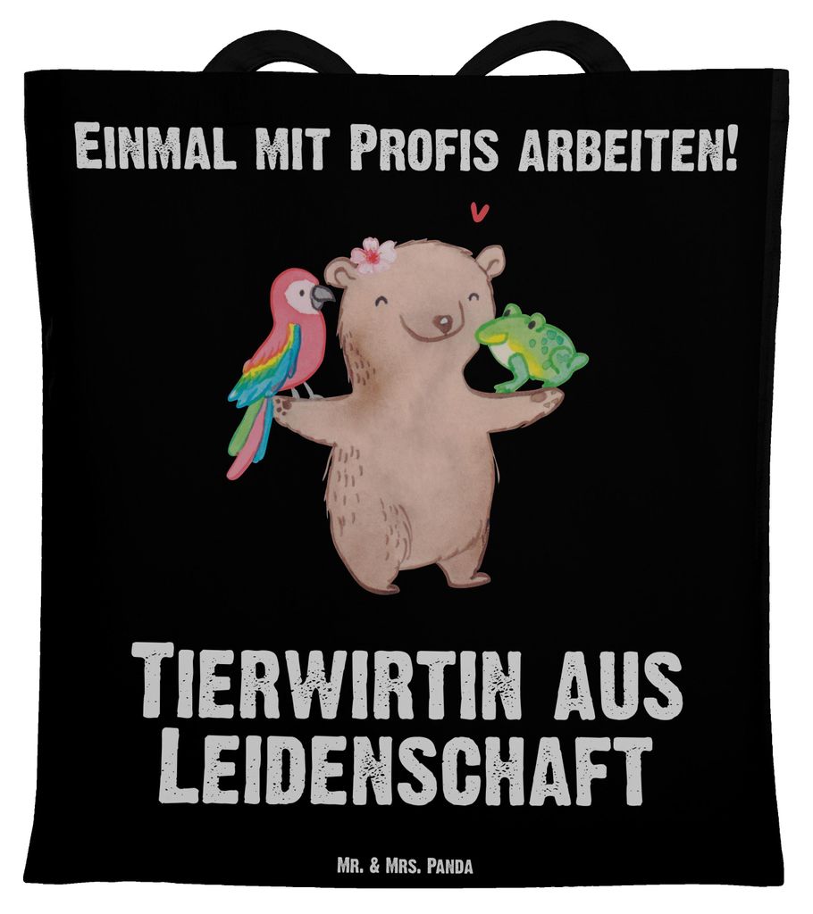 Mr. & Mrs. Panda Beutel Tierwirtin Leidenschaft - Schwarz - Geschenk, Jutetasche, Tasche, Bauernhof, Spruch, Tote Bag, Lustig, Schultasche, Landwir...