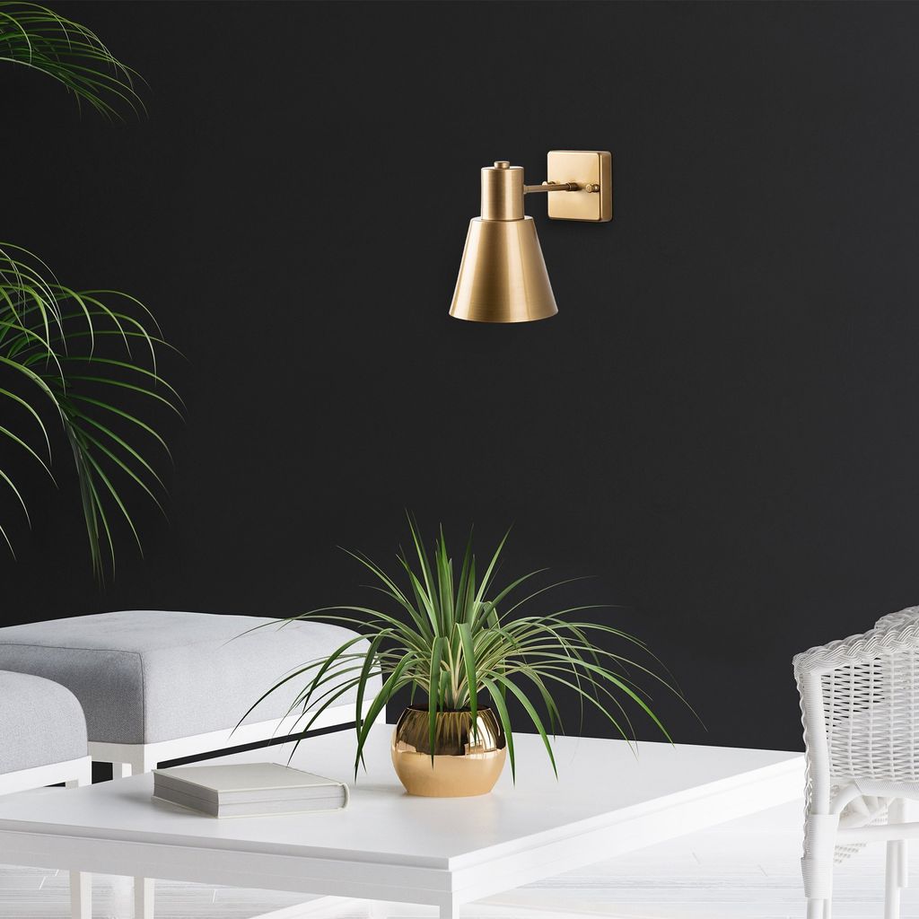 Opviq, Funnel- Funnel FLG, Gold, Wandleuchten, 14 x 24 x 21 cm, Metallkörper