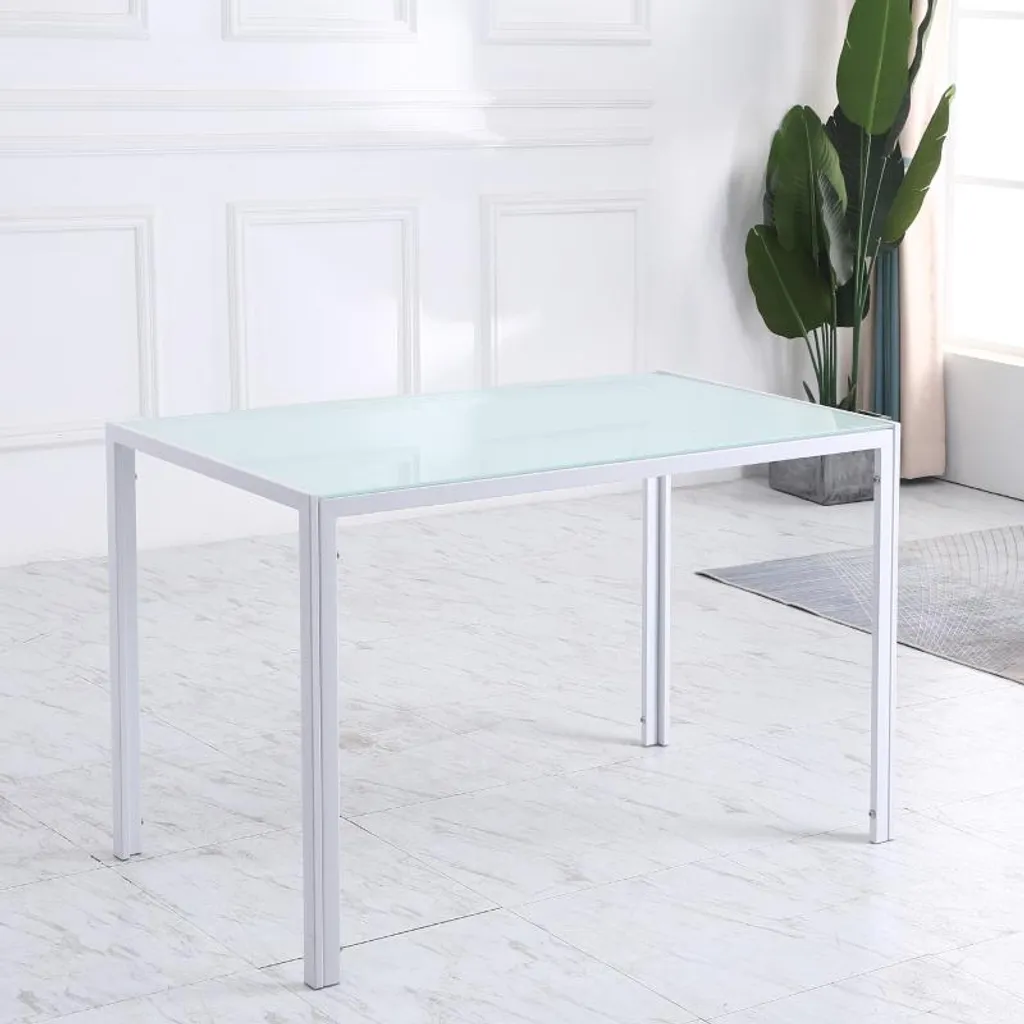 Fortuna Lai Table à manger blanche moderne 120 x 60 x 75 cm pour cuisine