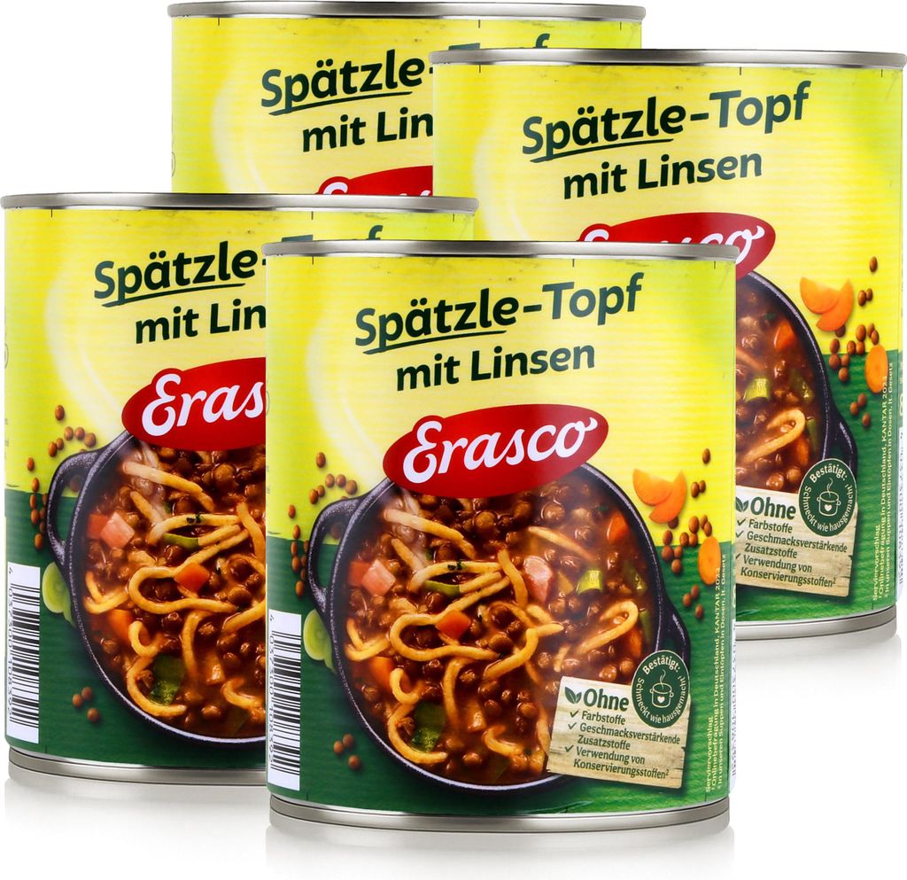 Erasco Spätzle-Topf mit Linsen 800g Fertigessen (4er Pack) Produktbild 