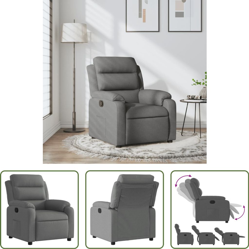 The Living Store Relaxsessel Dunkelgrau Stoff