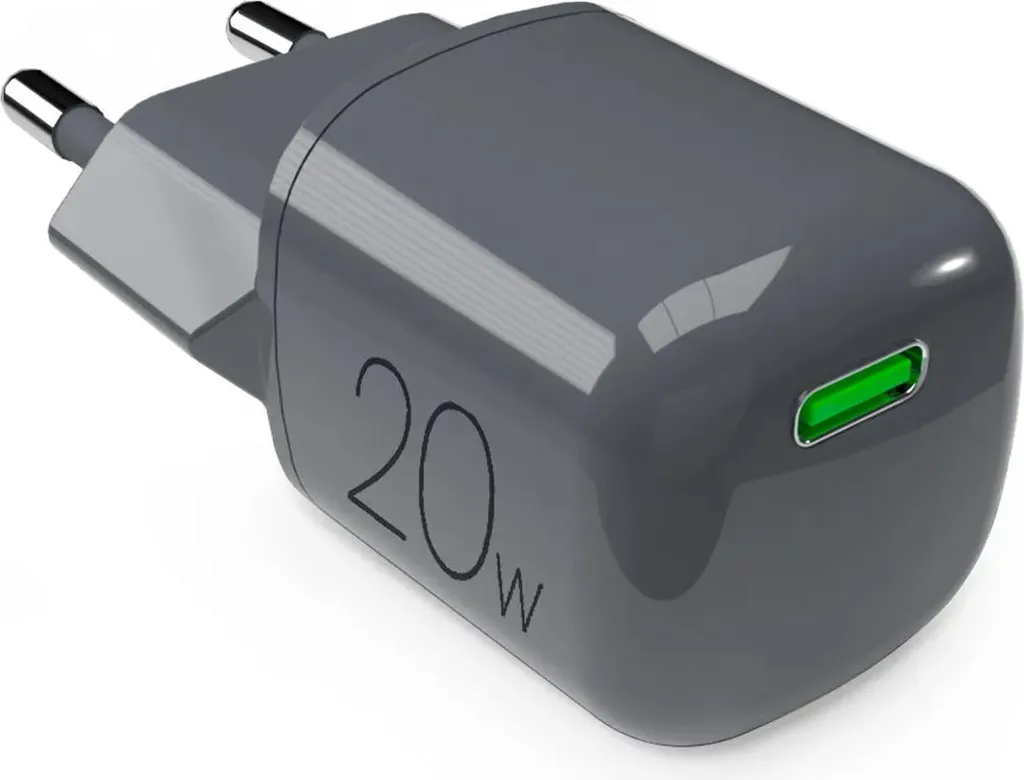 Chargeur Rapide USB-C 20W Compact Gris PURO pour Appareil Mobile