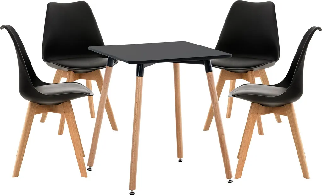 Petite table à manger Liborg 60x60 noire en métal et bois robuste