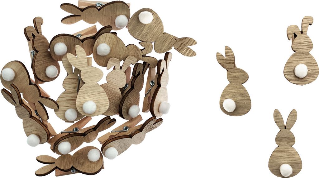 Oblique Unique Mini Hasen Wäscheklammern 18 Stk. Holz Produktbild 