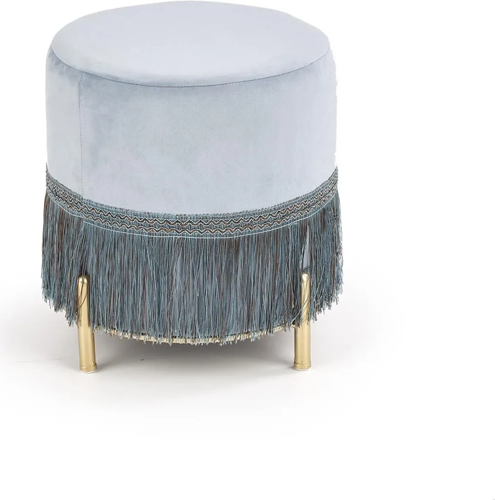 Sgabello Basso Cosby Halmar Azzurro | Complemento Arredo Oro e Velluto