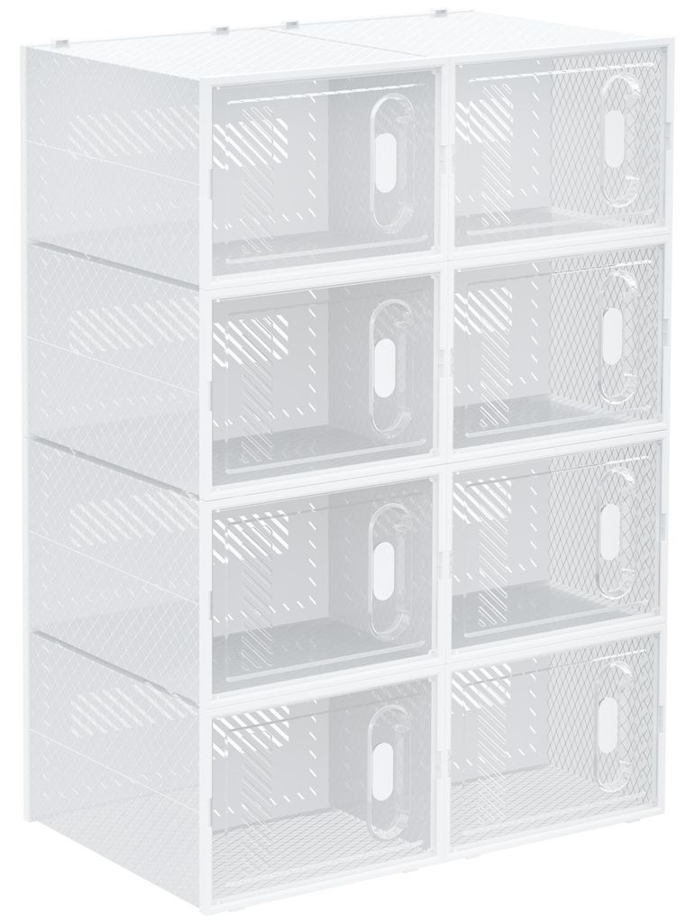 HOMCOM 8-delige set schoenendozen, schoenorganizer met Productafbeelding 
