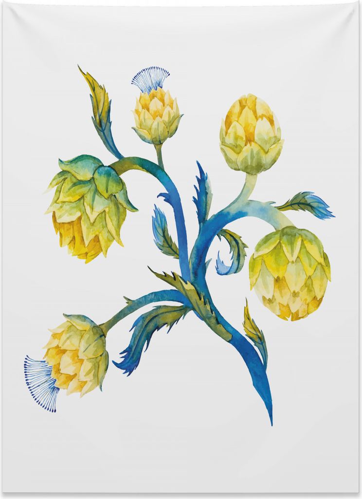 Abakuhaus Artischocke Wandteppich, Lebhaftes botanisches Essen aus Weiches Mikrofaser Stoff Kein Verblassen Klare Farben Waschbar, 110 x 150 cm, Br...