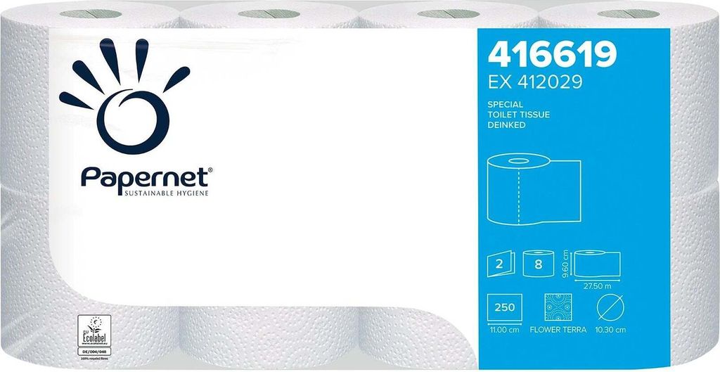 Papernet 2- lagiges Toilettenpapier 8 Rollen Nr. 416619 Produktbild 