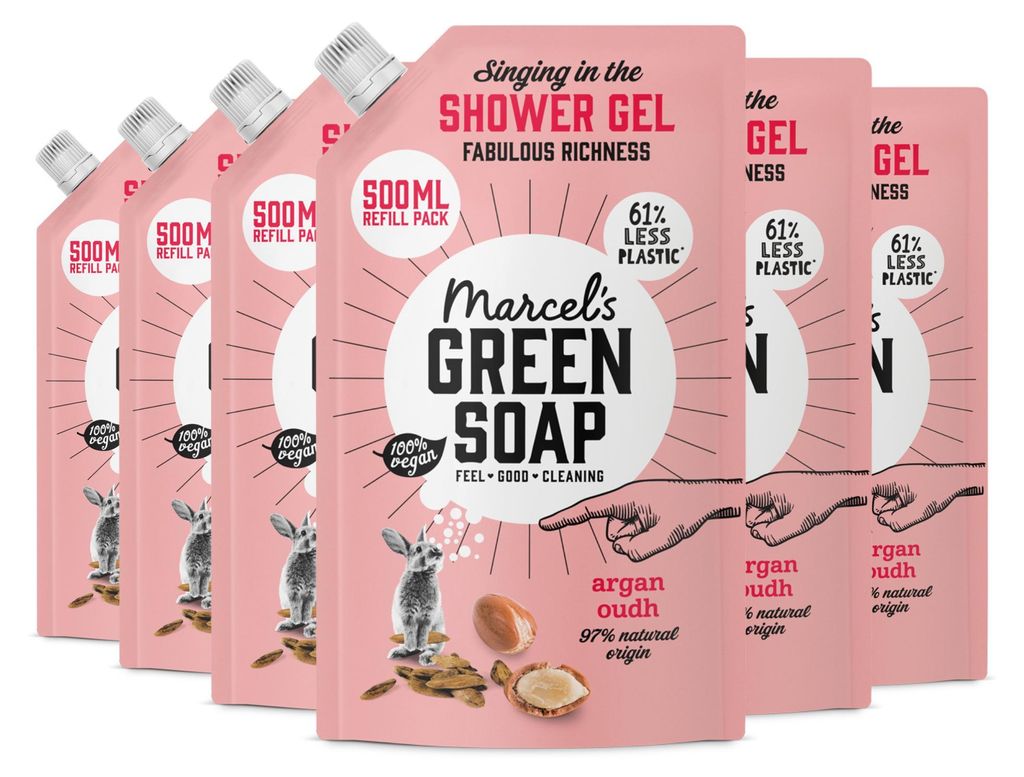 MARCEL'S GREEN SOAP Duschgel Argan & Oud Nachfüllung 500ml x 6 Bundle