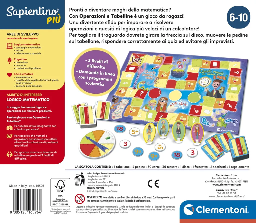 Clementoni Sapientino Più 16596 : Jeu de Société Éducatif Complet