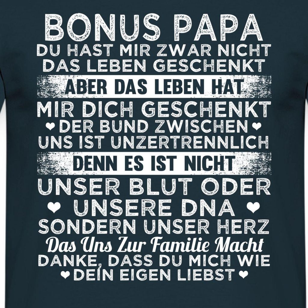 Spreadshirt Bonus Papa Geschenk Stiefvater Vatertag Vatertagsgeschenk Männer T-Shirt, 4XL, Navy