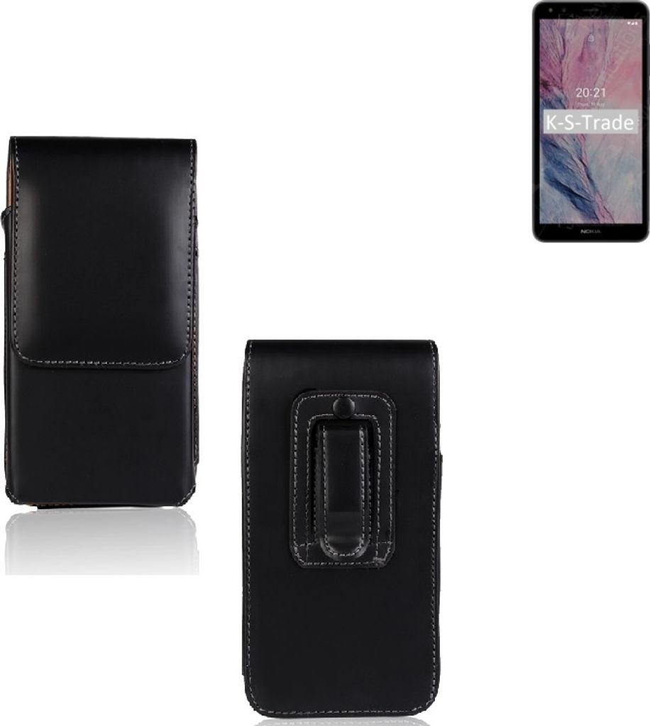 K-S-Trade Gürteltasche für Nokia C01 Plus Schutz Hülle Handy Hülle mit Magnetverschluss Holster in schwarz