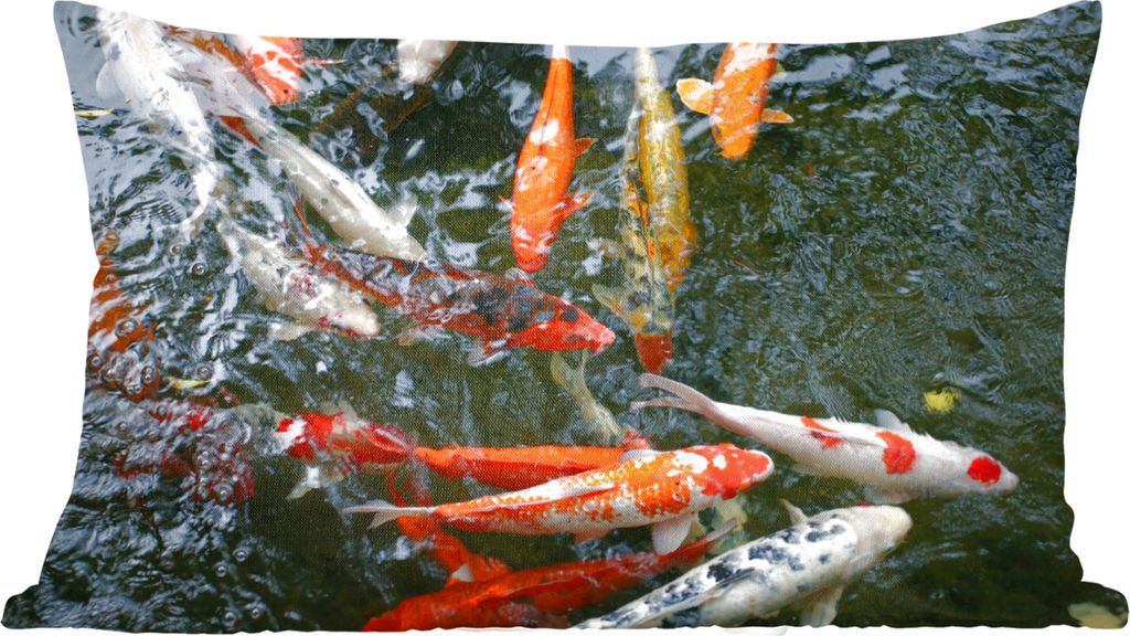 MuchoWow Zierkissen Sofakissen Wohnzimmer Dekokissen 50x30 cm Eine große Gruppe von Koi Karpfen - Wohnzimmerdekoration - Polster mit Photo