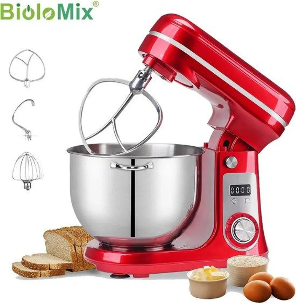 Mixeur de cuisine pour pâtisserie 6L inox 1200W rouge - Spécial Famille