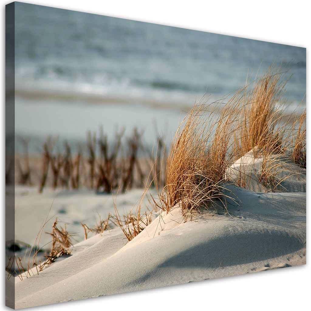 Leinwandbild Dünen am Meer 90x60 Feeby Beige bild für die wand bereit zum aufhängen