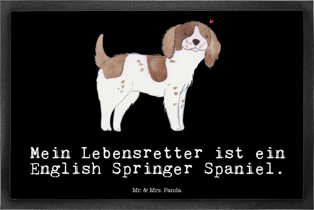 Mr. & Mrs. Panda fußmatte English Springer Spaniel Lebensretter 40 x 60 cm - Schwarz - Geschenk, Gummimatte, Schmutzmatte, Schuhabstreifer, Bodenv...