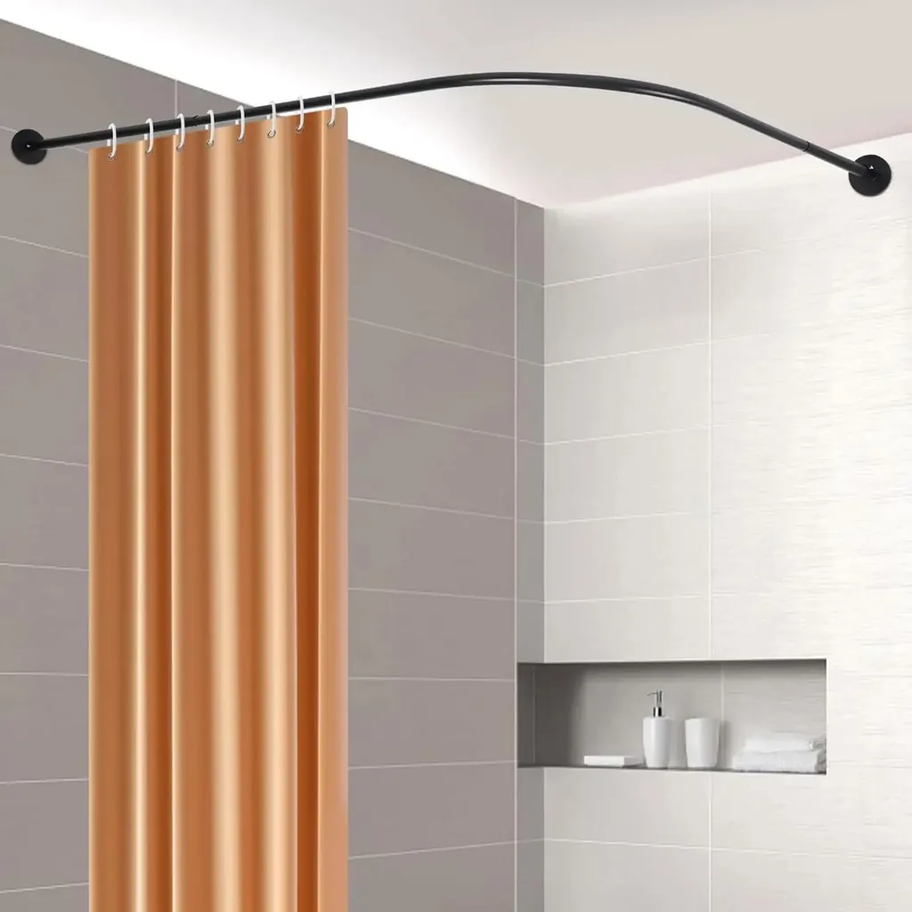Tringle pour baignoire d'angle ajustable noire style industriel 165cm - 4
