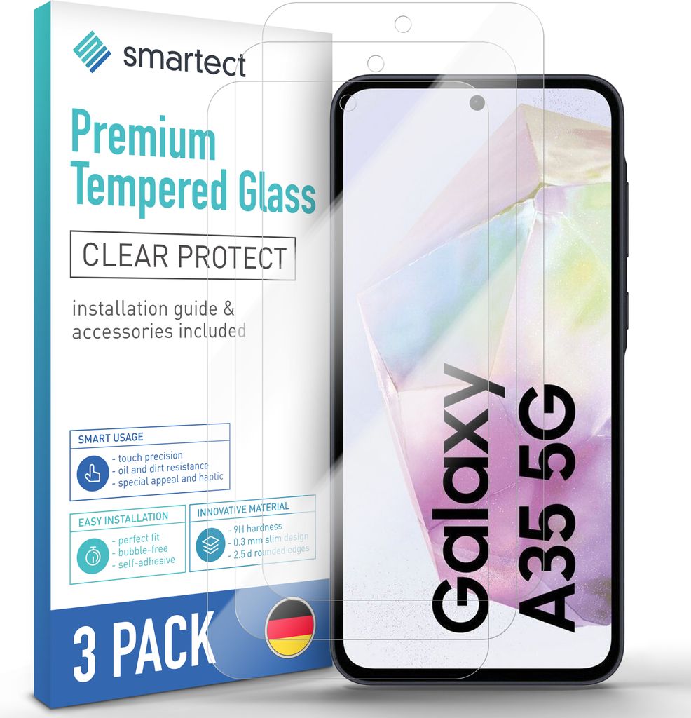3x Schutzglas Panzerfolie Klar für Samsung Galaxy A35 5G Displayschutz Hartglas
