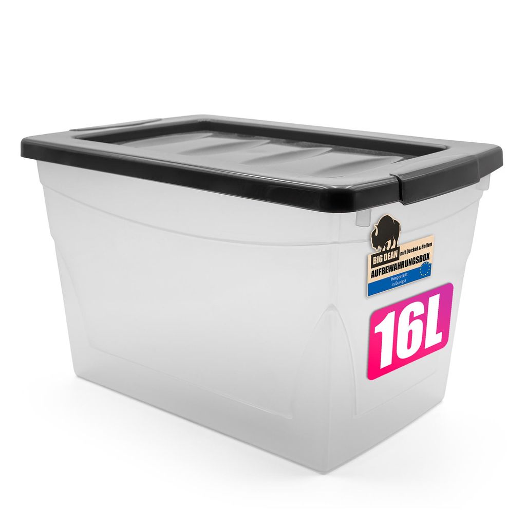 BigDean 16 L Aufbewahrungsbox mit Deckel Budget Line Plastikbox mit Deckel Aufbewahrungsboxen