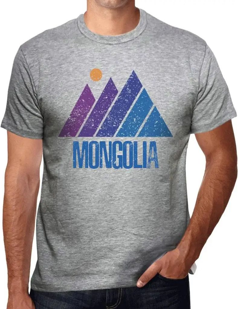 Herren Grafik T-Shirt Gebirgsmongolei – Mountain Mongolia – Öko-Verantwortlich Vintage Jahrgang Kurzarm Lustige Druck Geburtstag Geschenk Mann