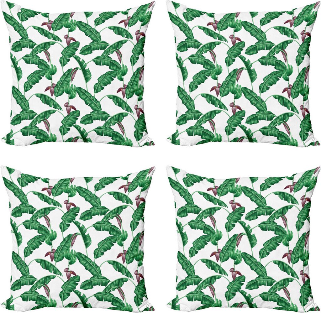 ABAKUHAUS Blatt Kissenbezug Set (4 Stück), Prinzessin Blume im Sommer, Moderner Doppelseitiger Digitaldruck, 40 cm x 40 cm, Jägergrün Aubergine