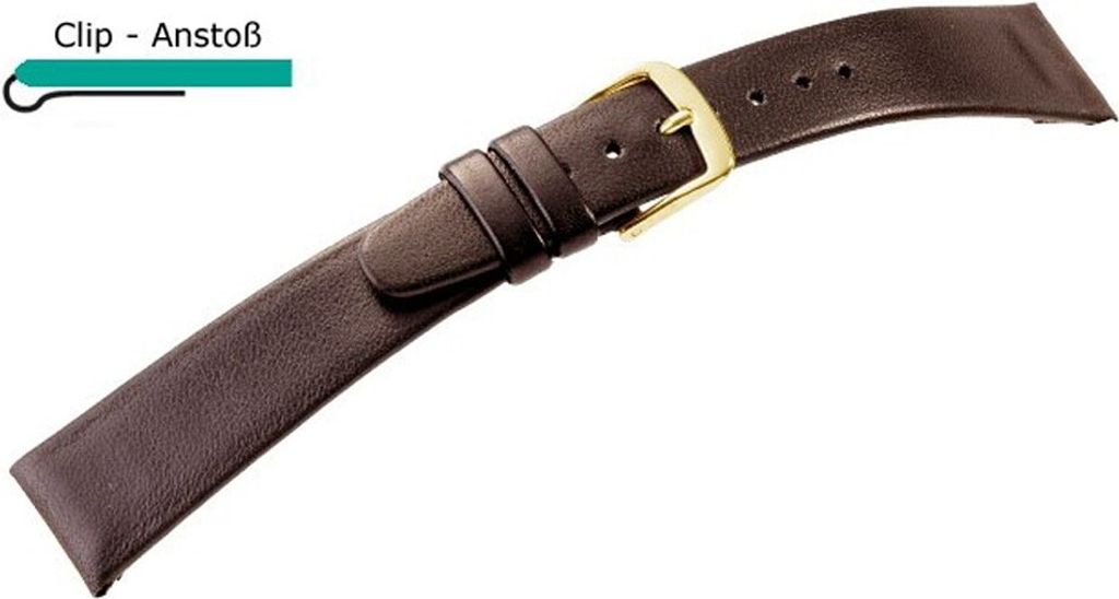 Natina Ersatzband Uhrenarmband Leder mit Clip Braun Kurze Länge 23376G, Stegbreite:14mm