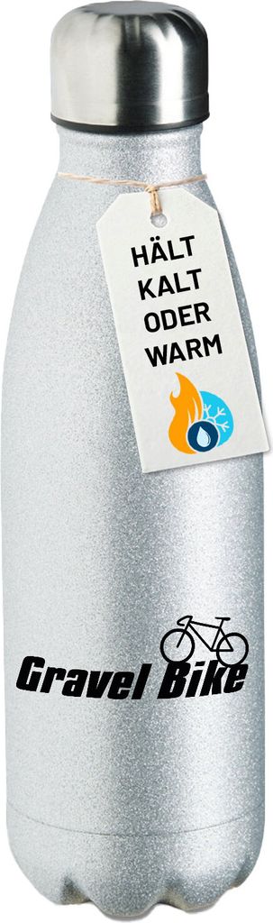 Huuraa Sportflasche Gravel Bike Fahrrad Geschenk 500ml Silver Wasserflasche Gravel Bike Überraschung