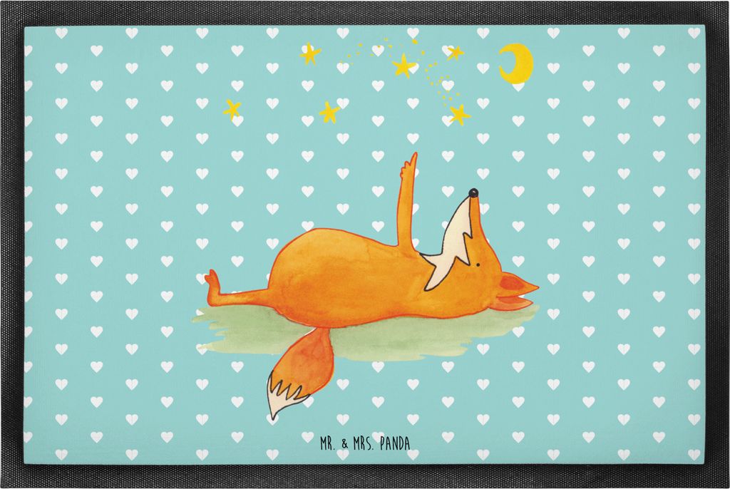 Mr. & Mrs. Panda Fußabtreter Fuchs Sterne 60 x 90 cm - Türkis Pastell - Geschenk, Mond, Schmutzmatte, Sternengucker, Spruch Positiv, Schmutzfangm...