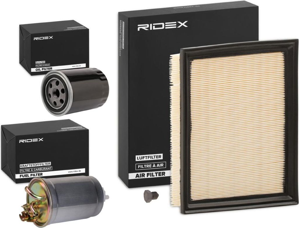 RIDEX Filterset Inspektionspaket Filtersatz für VW Transporter IV Bus (70B, 70C, 7DB, 7DK, 70J, 70K, 7DC, 7DJ) GOLF III (1H1) Golf IV Cabrio (1E)