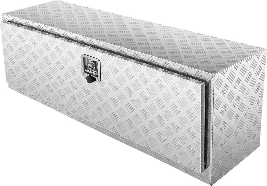 Underbody Truck Box, 48"×17"×18" Pickup Storage Box, Heavy Duty Aluminum Diamond Plate Tool Box with Lock and Keys, Waterproof Trailer Storage Bo...