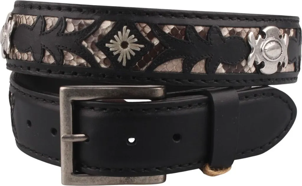 Ceinture Homme en Cuir Noir Style Python - Accessoire de Mode Chic 2980