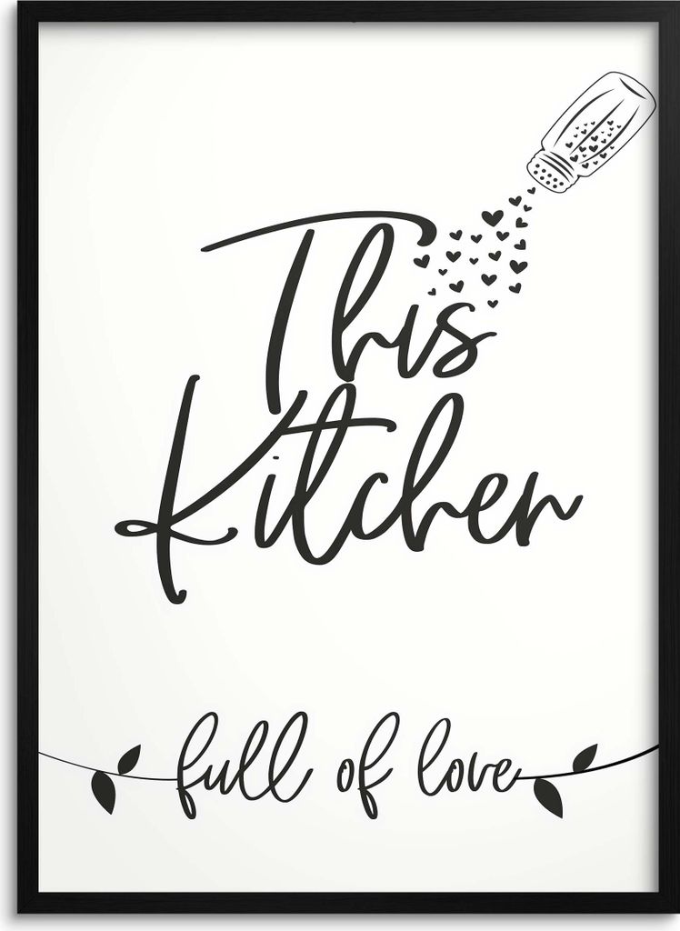 Poster Wandbild für Küche Esszimmer Schwarz-Weiß Küchendeko