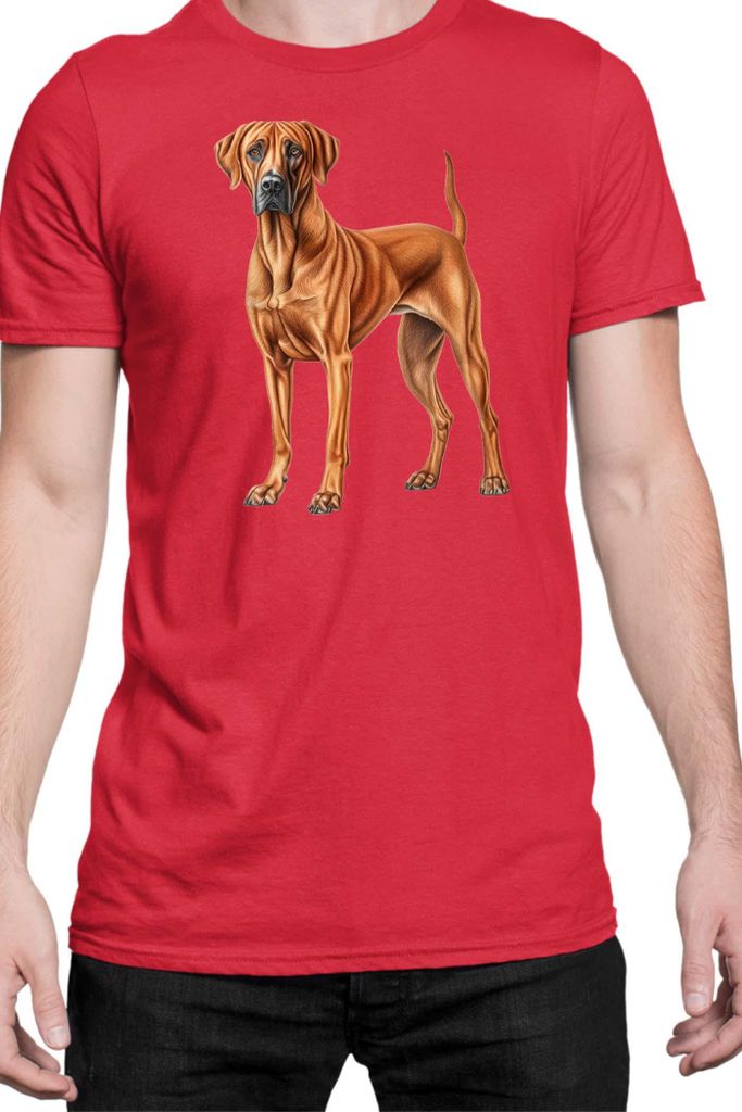 Herren T-Shirt Dogs Breeds Rhodesian Ridgeback Dog Breed 006, Man L / Rot