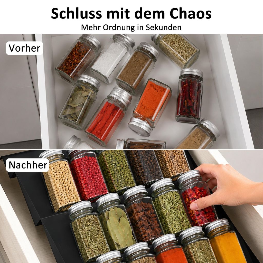 Gewürzregal Schublade, 2 Tlg Verstellbar gewürz organizer