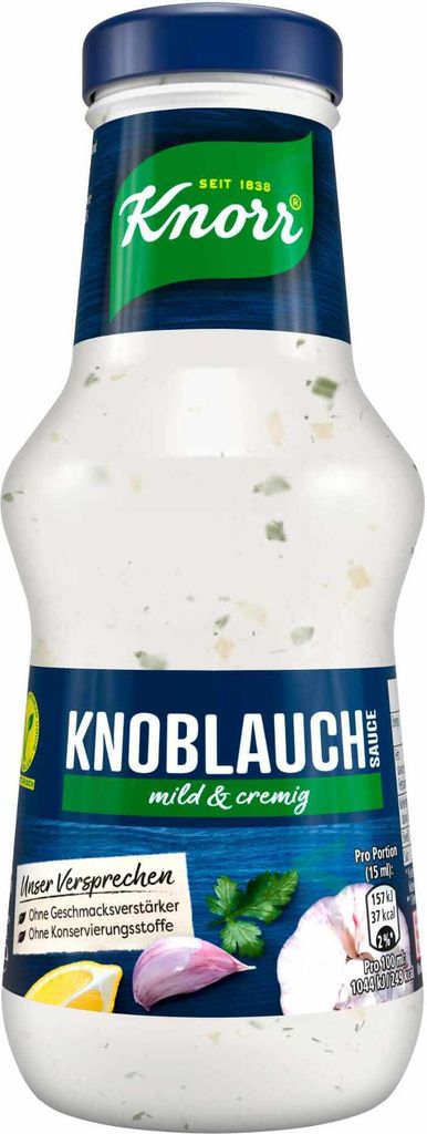 Knorr Knoblauchsauce mit Zwiebelstückchen und Joghurt mild Produktbild 