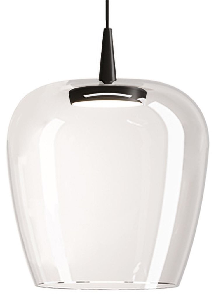 Zafferano Pendelleuchte Bilia 230V LED 8W 2700K 645lm Mundgeblasenes Borosilikatglas Transparent Schwarz Durchmesser 27 cm