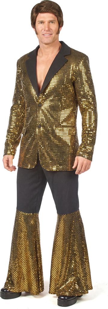Hochwertiges Disco Kostüm für Herren gold - S