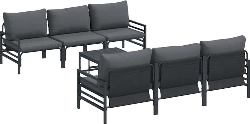 vidaXL Gartensofa-set mit Kissen 7 pcs Schwarz Stahl