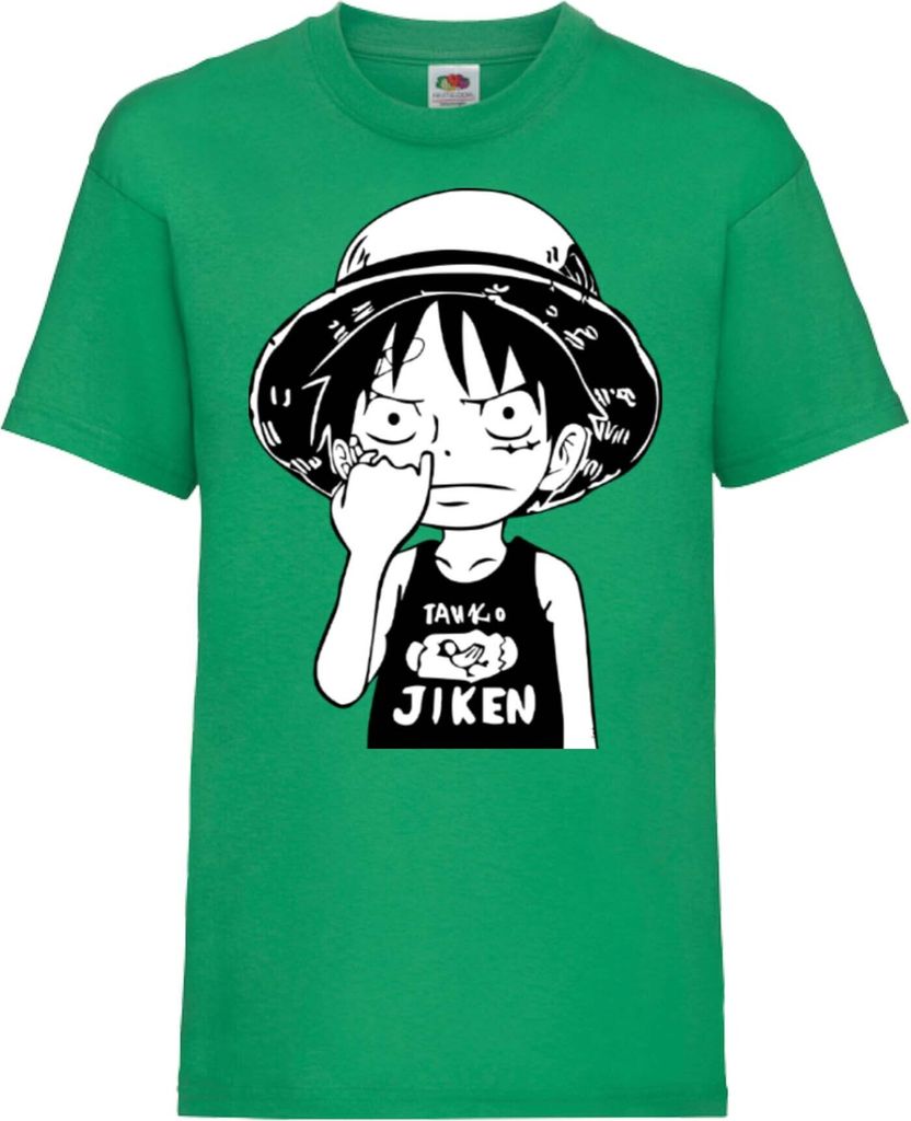 Kinder T-Shirt One Manga Piece Anime 01 Luffy, 9-11 Jahr - 140 / Grün
